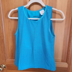 Danskin XL Active Tank Top Blue Sleeveless Athletic Layering Built-in‎ Bra